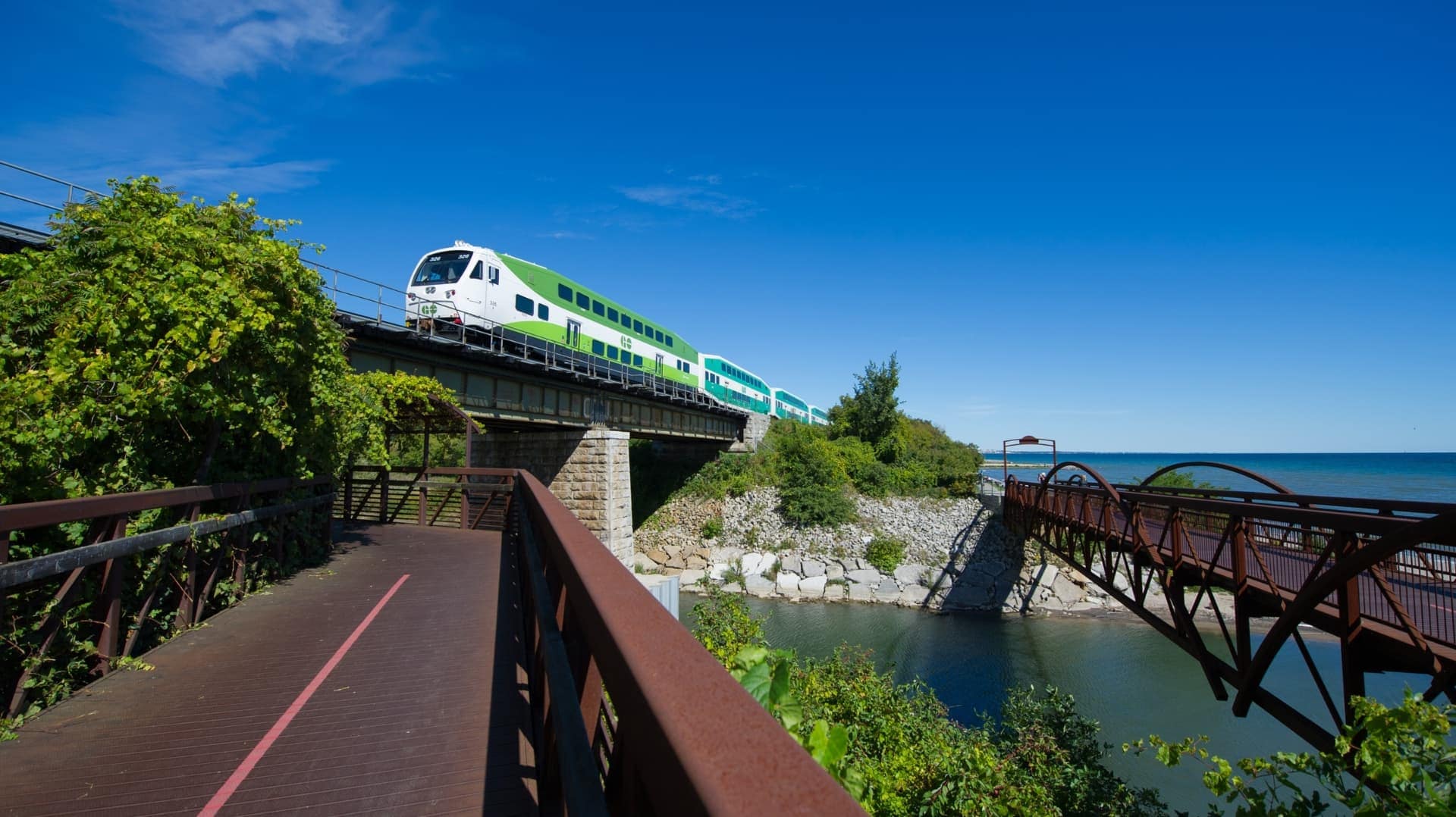 Railway line over water and bridges Railway line over water and bridges